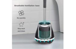China Black Toilet Brush And Holder Stainless Steel With Soft Silicone Bristle supplier