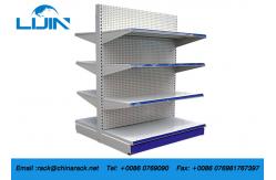 China Double / Single Sided Convenience Store Shelving , Metal Grocery Display Racks supplier