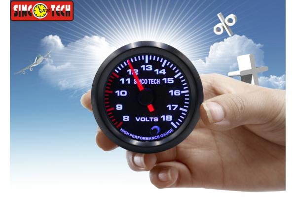 SINCO TECH Automotive Digital Voltmeter Gauge 8 - 18v Display Circle Shape