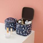 Metal Zipper PU Leather Cylinder Bucket Cosmetic Bag for sale