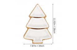 China Festive Bamboo Table Tray with Three Removable Ceramic Dishes and Christmas Tree Shape supplier