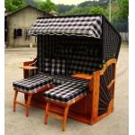 Brown Wood And Resin Wicker Roofed Beach Chair & Strandkorb , UV Resistant for sale