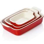 Nonstick Custom Ceramic Bakeware Sets , Red Porcelain Ceramic Lasagna Pans for sale