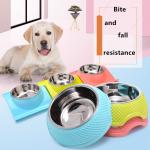 S M L XL Dog Feeding Bowl Two In One Non Slip Stainless Steel for sale