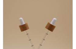 China Bamboo Collar Essential Oil Dropper 18mm With Printing Scale Glass Pipette supplier