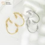 Women Diamond Zircon 18k Gold Plated Jewelry Leaf Heart Ear Hook Earrings for sale