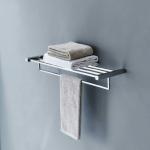 23.6 Inch  Bathroom Wall Shelf With Towel Bar SUS304 Stainless Steel Rust Resistant for sale
