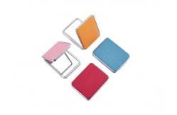 China Rectangular Foldable PU Cosmetic Pocket Mirror 11mm Thick Small Travel Mirror supplier