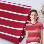 Breathable Red Striped Cotton Fabric For Tracksuit Moisture Absorbent for sale