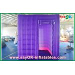 Inflatable Photo Booth Rental 2.4m Purple Cube Photo Booth Inflatable 1 Door With LED Light for sale