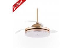 China Invisible Acrylic Lampshade Foldable Ceiling Fan With Dimmable Light supplier