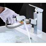 Single Hole Electroplate Washbasin Pull Out Sink Faucet for sale