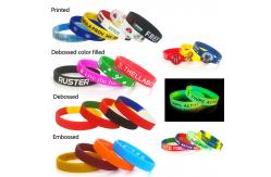China Plain Style Printed Silicone Wristbands 1-5mm Width In OPP Bag supplier