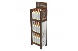 China Double Sided Wine Display Stand Grocery Solid Wood Display Stand For Tequila supplier