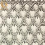 Grey Color 3D Flower Embroidery Dress Fabric 1 Yard Length for sale