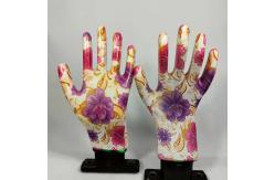 China Polyester Liner Pu Garden Work Gloves Flower Printing For Women supplier
