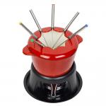 Enamel coated cast iron fondue set