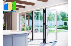 China Double Glazed Tempered Glass Exterior Folding Patio Doors External Aluminium Frame supplier
