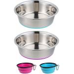Deep Stainless Steel Anti-Slip Dog Cat Bowls with No-Spill and Non-Skid Rubber Bottom for sale