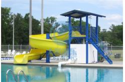 China Yellow Open Spiral Swimming Pool Slide 2.2m High Fiberglass Customized supplier