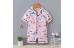 China Cotton Children Cardigan Pajama Set Lapel Cartoon Unicorn Pyjama Set supplier