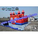 Red Castle Inflatable Moonwalk / Inflatable Bouncer With Slide For Toddler
