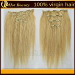 Straight Wave Golden Real Hair Clip In Hair Extensions for Short Hair -18 inch for sale