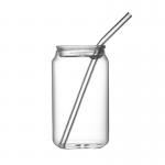 Reusable Borosilicate Glass Tumbler With Straws , Stain Free Glass Cappuccino Cups for sale