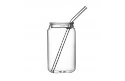 China Reusable Borosilicate Glass Tumbler With Straws , Stain Free Glass Cappuccino Cups supplier