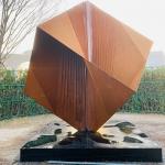 OEM / ODM Outdoor Corten Steel Sculpture Large Lawn Cube Square for sale