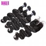 Unprocessed Loose Wave 3 Bundles With Closure , Virgin Human Hair Bundles for sale