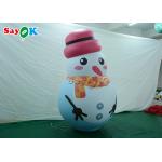 White Indoor Ornaments Inflatable Snowman Model Balloon With Pink Hat