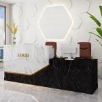 2M Modern Reception Desk Customizable Logo White Reception Table