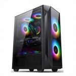 ETEK ATX/Matx Computer Case Tempered Glass panel on Side and Front Support Fans 2x14cm or 3x12cm on Front Support Rad for sale