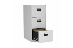 China Office Storage 3 Tiers Metal Filing Cabinet With Lock Big Drawer Grey supplier