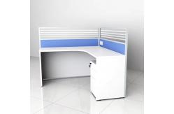 China Blue Glass Partition Single Office Workstation Desk With Cabinet supplier
