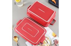 China Muffin Dessert Ceramic Oven Dish , Rectangular Baking Pan With Platter Lid supplier