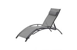 China Outdoor KD Curved Leg Textilene Lounger Aluminum Sun Bed With Pillow supplier