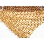 Space Divider Metal Mesh Drapery , Hotel Curtain Brass Wire Chainmail Ring Mesh for sale