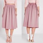 High waist pleated pink 3/4 umbrella skirt for sale