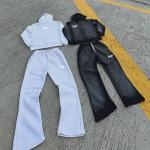 Custom Faded Vintage Jogging Set Zip up Tracksuit Sweat Suit Hoodie and Straight Leg Flared Sweatpants Acid Wash Two Piece Set for sale