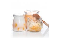 China Mini Labelled Storage Jars Pudding Transparent Glass Container supplier