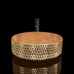 Vanity Round Bathroom Basin Chromed Gold Diamond Shape Crystal Glass for sale