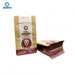 Coffee Bean Zipper Resealable Flat Bottom Pouches for sale