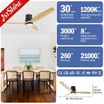 Modern Design Wooden Blades DC Ceiling Fan with Reversible Function and Remote Control