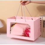 Gift Bag Simple Transparent Tote Bag Window Flowers Valentine'S Day Gift Bag Cheap Paper Bag for sale