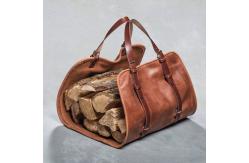 China Scratch Resistant Firewood Carry Bag , Side Open Design Leather Log Bag supplier