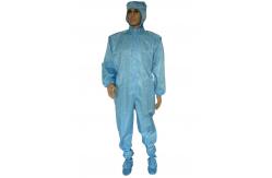 China Zipper Closure Polyester ESD Overalls With Hood 98% PET 2% Conductive Fiber supplier