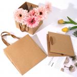 Kraft Paper Gift Bags Set Square Bottom Flower Bouquet Bakery Shopping Bags With Handles for sale