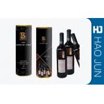 Personalized Wine Tube Gift Box / Black Wine Cardboard Boxes With Lids for sale